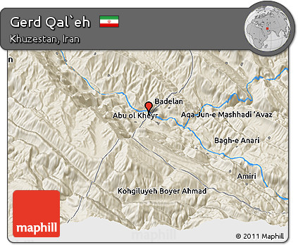 Shaded Relief 3D Map of Gerd Qal`eh
