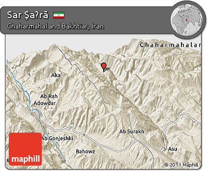 Shaded Relief 3D Map of Sar Şaḩrā