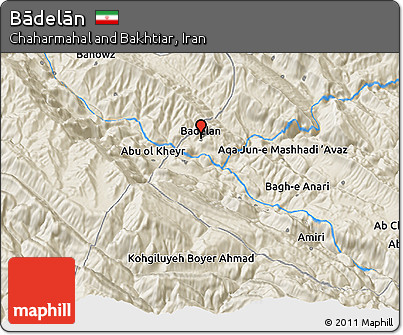 Shaded Relief 3D Map of Bādelān