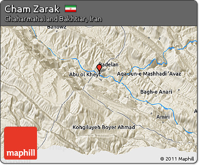 Shaded Relief 3D Map of Cham Zarak