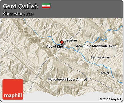 Shaded Relief 3D Map of Gerd Qal`eh
