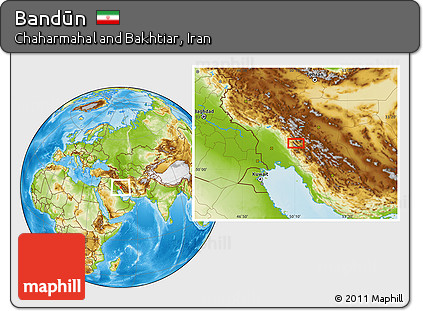Physical Location Map of Bandūn