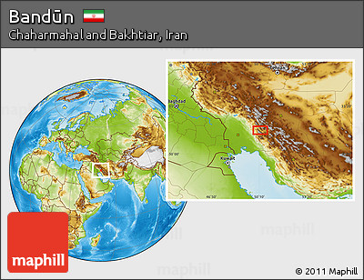 Physical Location Map of Bandūn