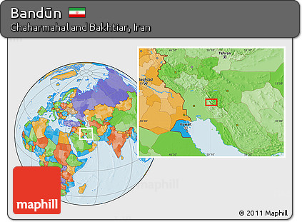 Political Location Map of Bandūn