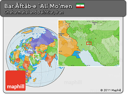 Political Location Map of Bar Āftāb-e `Alī Mo'men