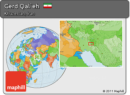 Political Location Map of Gerd Qal`eh