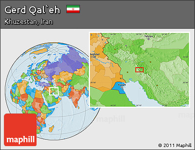 Political Location Map of Gerd Qal`eh