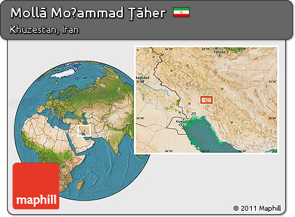 Satellite Location Map of Mollā Moḩammad Ţāher