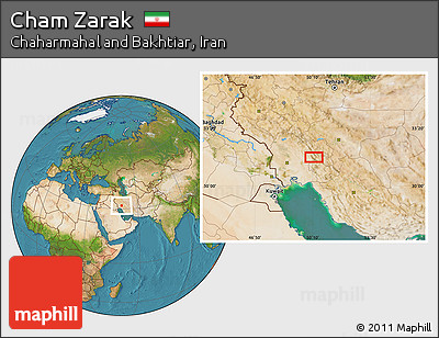 Satellite Location Map of Cham Zarak
