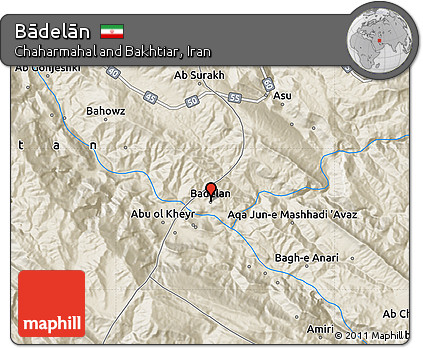 Shaded Relief Map of Bādelān