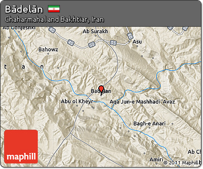 Shaded Relief Map of Bādelān