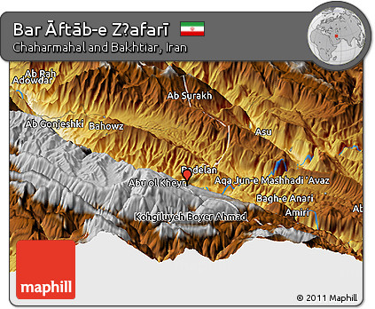 Physical Panoramic Map of Bar Āftāb-e Z̧afarī