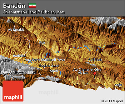 Physical Panoramic Map of Bandūn