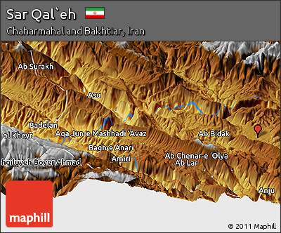 Physical Panoramic Map of Sar Qal`eh