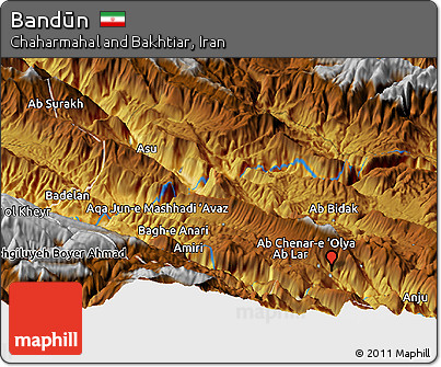Physical Panoramic Map of Bandūn