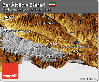 Physical Panoramic Map of Bar Āftāb-e Z̧afarī