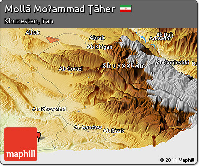 Physical Panoramic Map of Mollā Moḩammad Ţāher