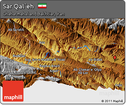 Physical Panoramic Map of Sar Qal`eh