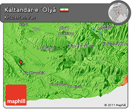 Political Panoramic Map of Kaltandar-e `Olyā