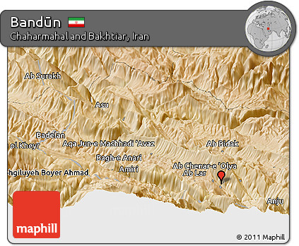 Satellite Panoramic Map of Bandūn