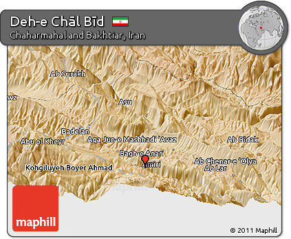 Satellite Panoramic Map of Deh-e Chāl Bīd
