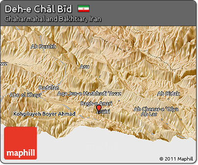 Satellite Panoramic Map of Deh-e Chāl Bīd