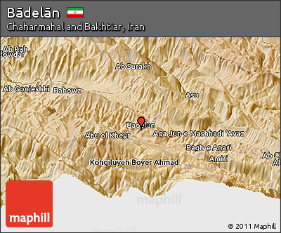 Satellite Panoramic Map of Bādelān