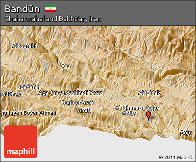Satellite Panoramic Map of Bandūn