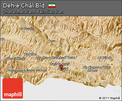 Satellite Panoramic Map of Deh-e Chāl Bīd