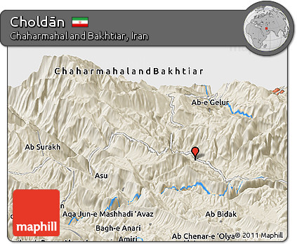 Shaded Relief Panoramic Map of Choldān