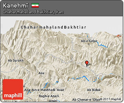 Shaded Relief Panoramic Map of Kanehmī