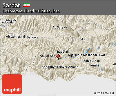 Shaded Relief Panoramic Map of Sardat