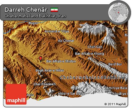 Physical 3D Map of Darreh Chenār