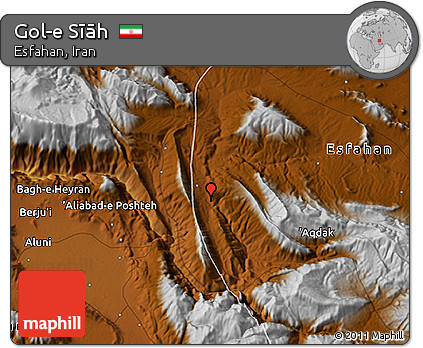 Physical 3D Map of Gol-e Sīāh