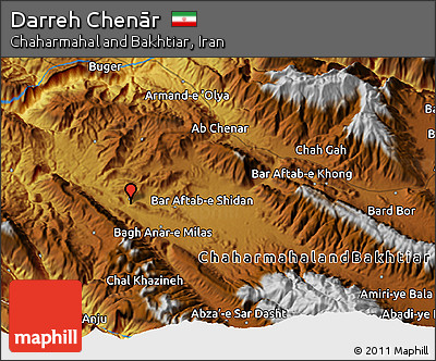 Physical 3D Map of Darreh Chenār