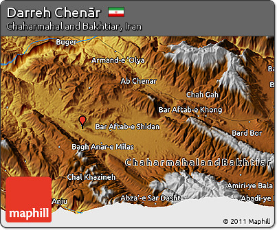 Physical 3D Map of Darreh Chenār