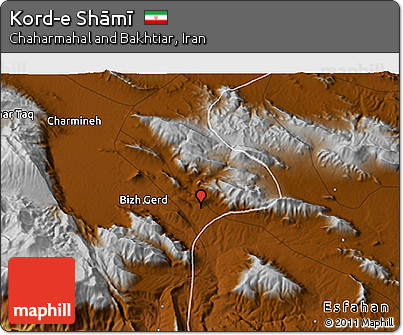 Physical 3D Map of Kord-e Shāmī