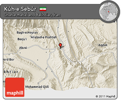 Shaded Relief 3D Map of Kūh-e Sebūr