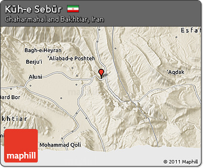 Shaded Relief 3D Map of Kūh-e Sebūr