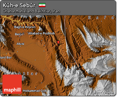 Physical Map of Kūh-e Sebūr
