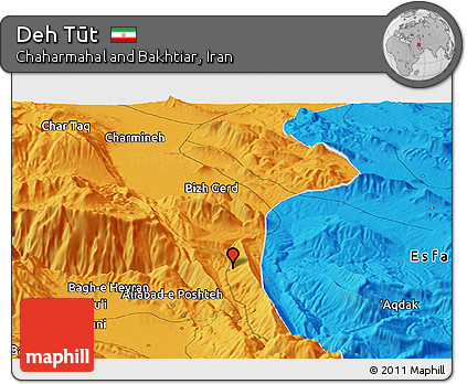 Political Panoramic Map of Deh Tūt