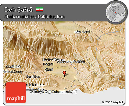 Satellite Panoramic Map of Deh Şaḩrā