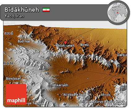 Physical 3D Map of Bīdākhūneh