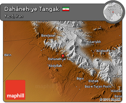 Physical 3D Map of Dahāneh-ye Tangak