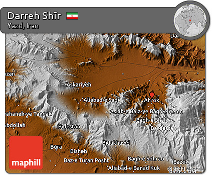 Physical 3D Map of Darreh Shīr