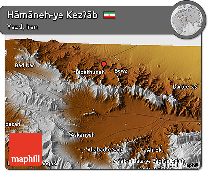 Physical 3D Map of Hāmāneh-ye Kez̄āb