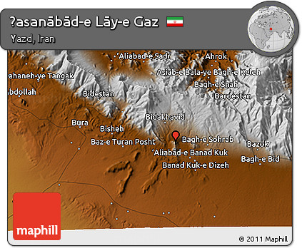 Physical 3D Map of Ḩasanābād-e Lāy-e Gaz