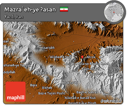 Physical 3D Map of Mazra`eh-ye Ḩasan