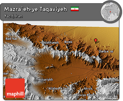 Physical 3D Map of Mazra`eh-ye Taqavīyeh