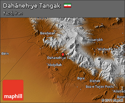 Physical 3D Map of Dahāneh-ye Tangak